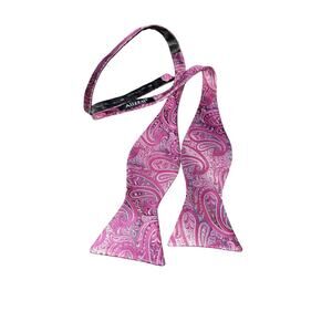 Alizeal Mens Paisley Self Tied Bow Tie Fushia Pink